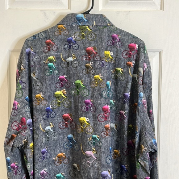 Jared Lang Animal Bicycle Button Shirt Men Size 3XLT Gray Racer Rider Biker Bike - Picture 10 of 11